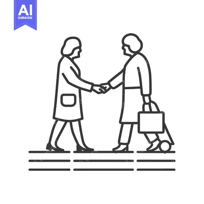 Premium design asset: Two People Shaking Hands and One Holding a Briefcase