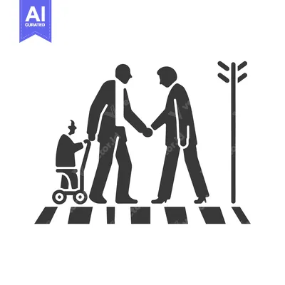 Two People Shaking Hands on a Crosswalk with a Child on a Toy Vehicle
