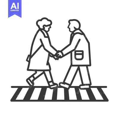 Aset premium populer: Two People Shaking Hands While Crossing a Crosswalk