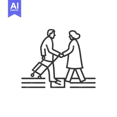 Two people shaking hands while one pulls a suitcase