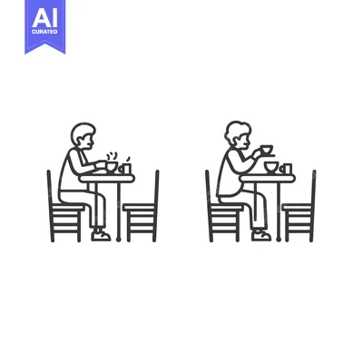 Aset premium populer: Two People Sitting at a Table Drinking Coffee