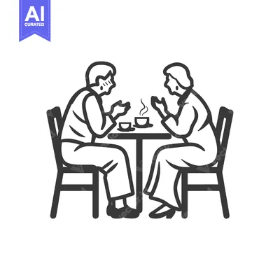 Two People Sitting at a Table Drinking Hot Beverages