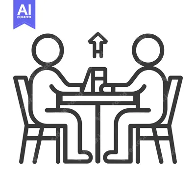 Aset premium populer: Two People Sitting at a Table with an Upward Arrow Above