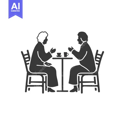Aset premium populer: Two people sitting at a table with drinks, talking