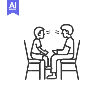 Two people sitting facing each other on chairs
