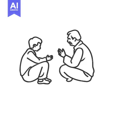 Aset premium populer: Two People Sitting in a Conversation Pose