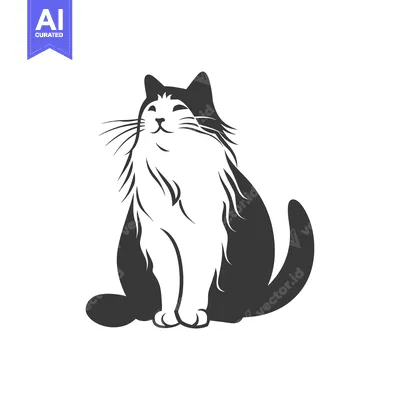 A Black and White Sitting Cat with a Happy Expression