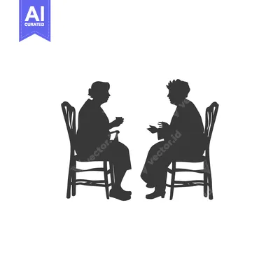 Aset desain premium: Two People Sitting in Chairs Facing Each Other