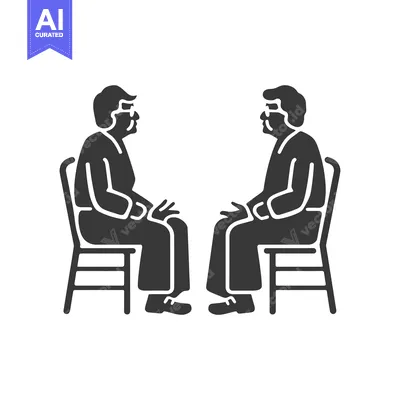Aset desain premium: Two People Sitting in Chairs Facing Each Other