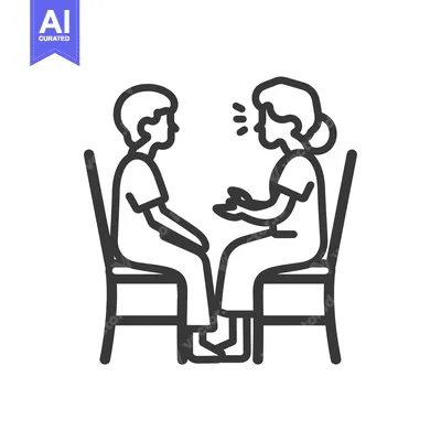 Premium design asset: Two people sitting on chairs facing each other