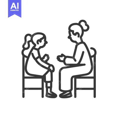 Aset desain premium: Two People Sitting on Chairs Facing Each Other