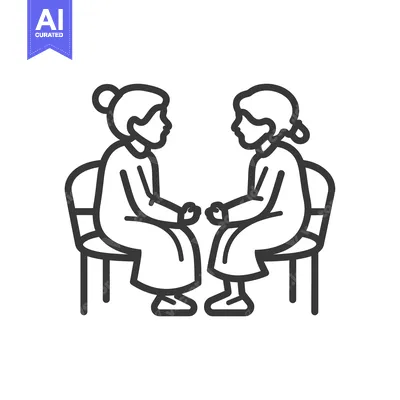 Aset desain premium: Two people sitting on chairs facing each other