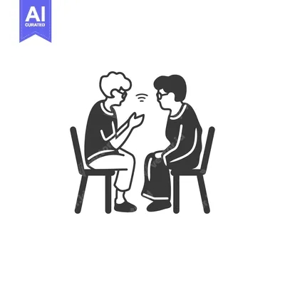 Two People Sitting on Chairs, Talking to Each Other