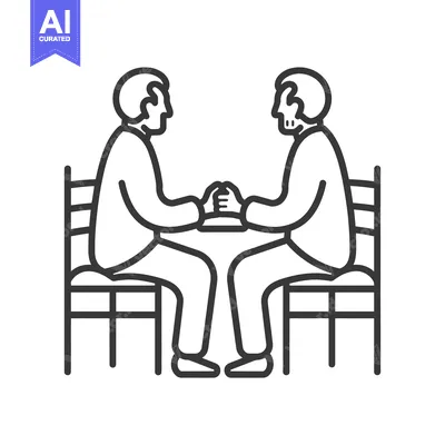 Premium design asset: Two People Sitting Opposite Each Other Holding Hands