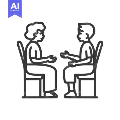 Aset desain premium: Two People Sitting Opposite Each Other in Chairs