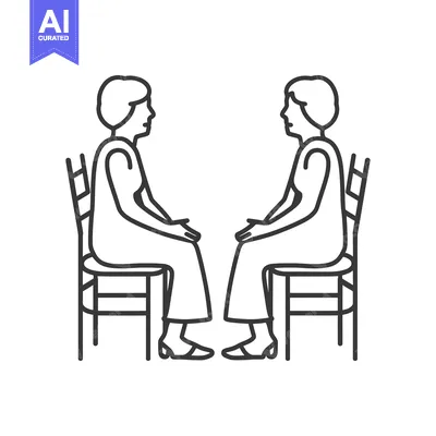 Two People Sitting Opposite Each Other on Chairs