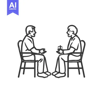 Two People Sitting Opposite Each Other, One Holding a Gift