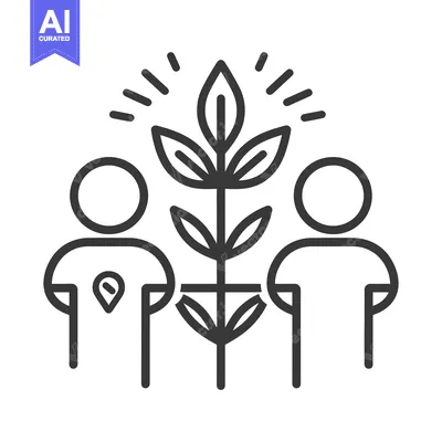 Two People Standing with a Growing Plant Between Them