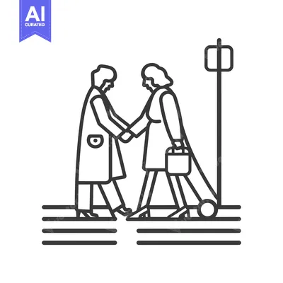 Two People Walking and Holding Hands on a Crosswalk