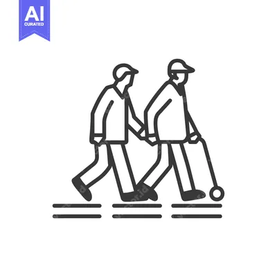 Aset premium populer: Two People Walking, One Using a Rolling Walker