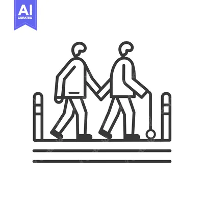 Two People Walking Side by Side, One Using a Cane