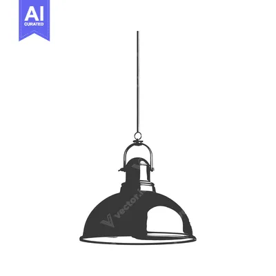 A Black and White Sketch of a Hanging Pendant Light