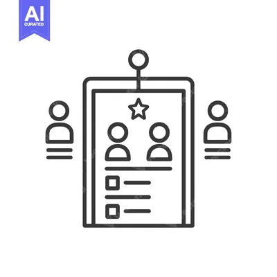 Aset desain premium: Two People with a Star and a Form on a Badge