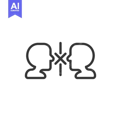 Two Person Outline Icons with Diagonal Cross in the Middle