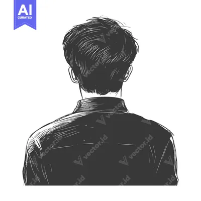 Aset premium populer: A Black and White Sketch of a Man's Back