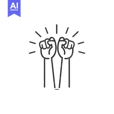 Two raised fists with a radiating light effect