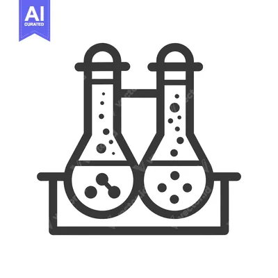 Two Round-Bottom Flasks on a Stand with Molecules and Dots Inside