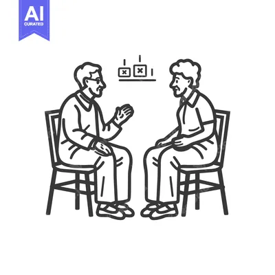 Two Seniors Sitting on Chairs and Talking