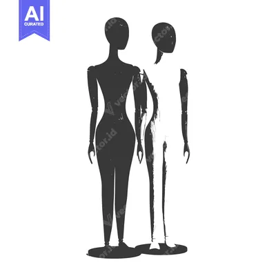 Aset premium populer: Two Silhouettes of Mannequins Standing Side by Side