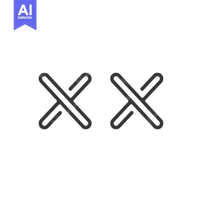 Two Simple Black Line Crosses on White Background