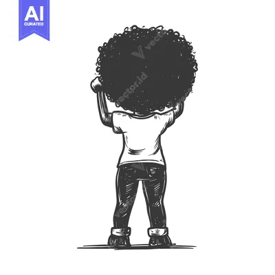 Popular premium asset: A Black and White Sketch of a Person With Afro Hair Raising Their Fist