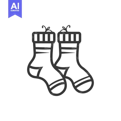 Aset desain premium: Two Simple Black Outline Socks