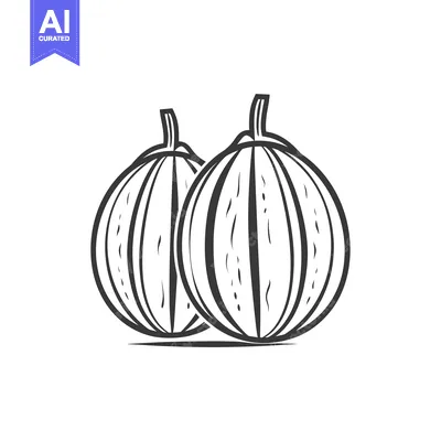 Two Simple Line Drawings of Pumpkins