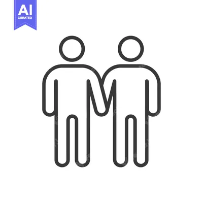 Aset desain premium: Two Simple Stick Figures Holding Hands