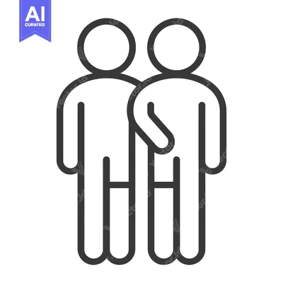 Aset premium populer: Two Simple Stick Figures Standing Together