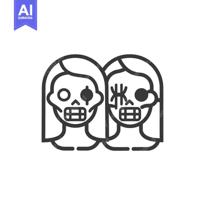 Two Skeletons With Long Hair Side by Side
