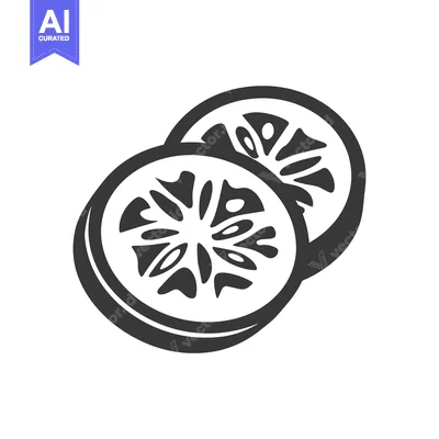 Aset premium populer: Two Slices of Kiwi Fruit in Black and White