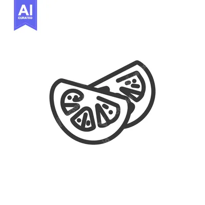 Aset premium populer: Two Slices of Tomato with Seeds and Outline