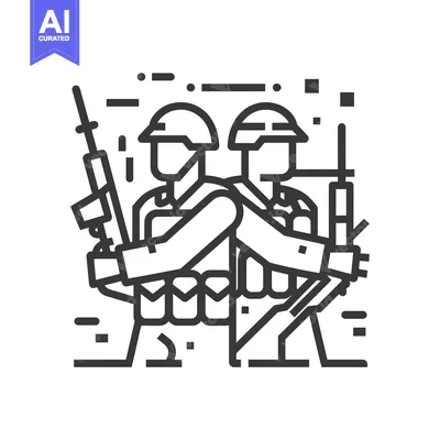 Two Soldiers Holding Rifles Standing Side-by-Side