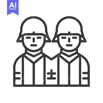 Two Soldiers Standing Side by Side in Uniform with Helmets