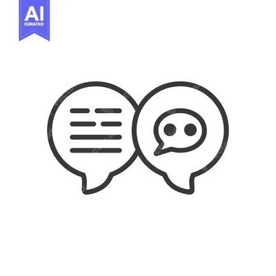Aset premium populer: Two speech bubbles, one with lines, the other with a dot and a curved
