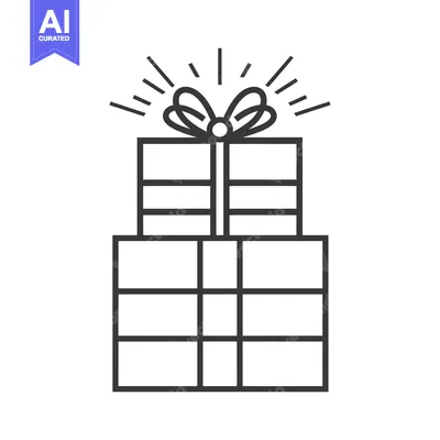 Two Stacked Gift Boxes with a Bow and Radiating Lines