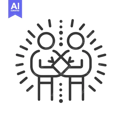 Two Stick Figures Embracing with Radiating Lines