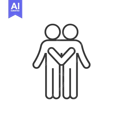 Two stick figures forming a heart shape with their arms