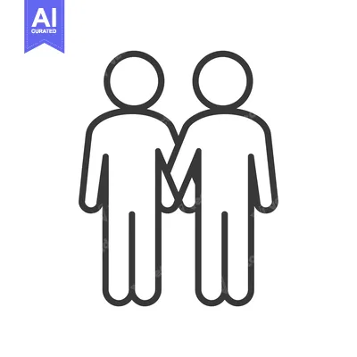 Two stick figures holding hands