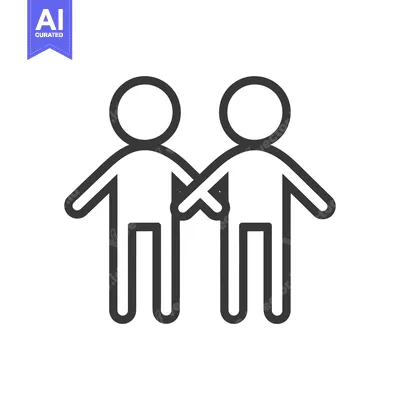 Two stick figures holding hands, facing each other